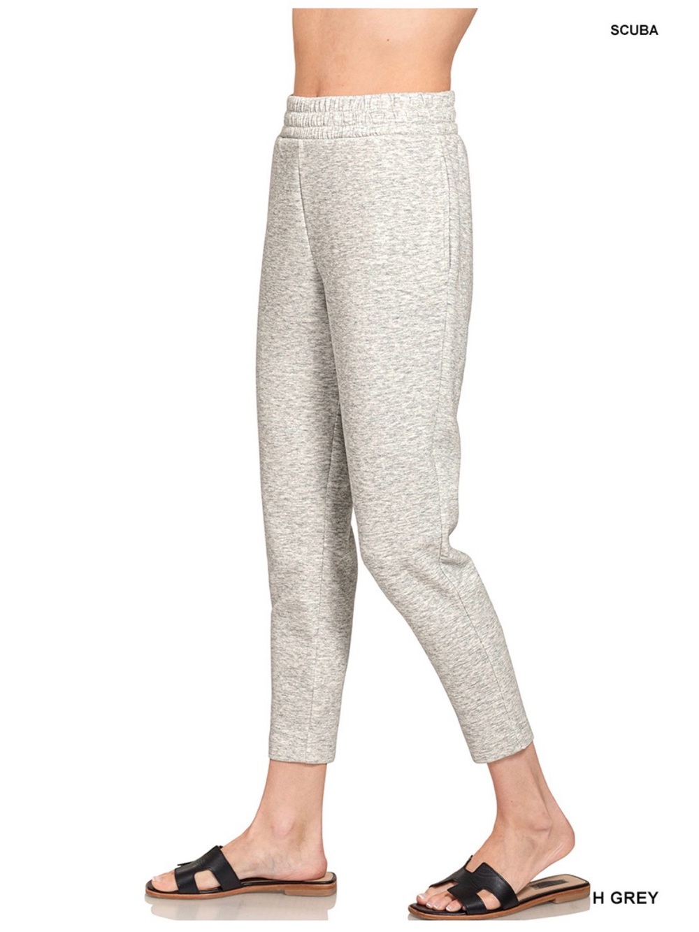 Zenana Outfitters Heather Light Grey Track Joggers